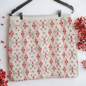 Anthropologie Maeve red taupe cream skirt Size 12